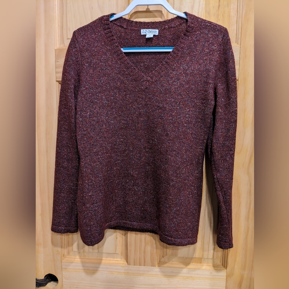 Maroon V-neck sweater